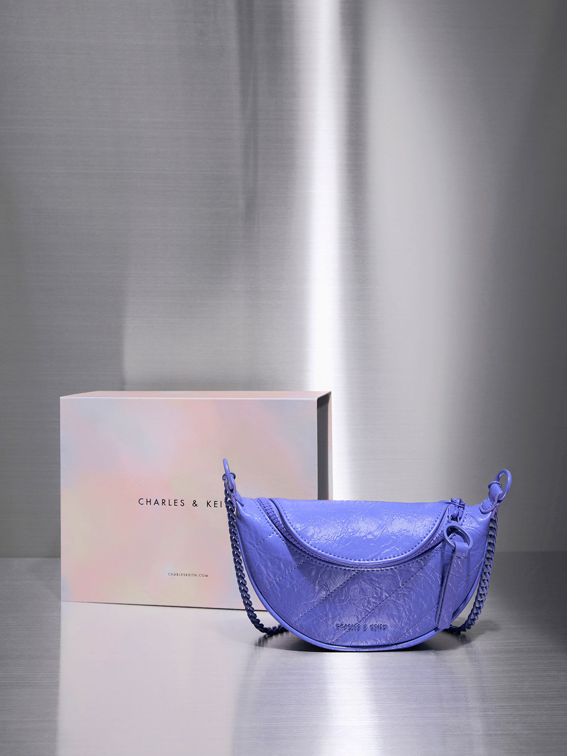 Philomena Half-Moon Crossbody Bag, Purple, hi-res
