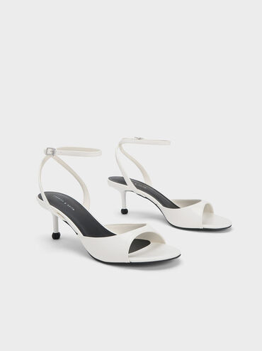 Sculptural Heel Ankle-Strap Pumps, White, hi-res