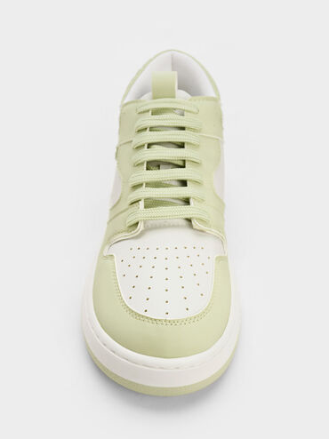 Two-Tone High-Top Platform Sneakers, Mint Green, hi-res