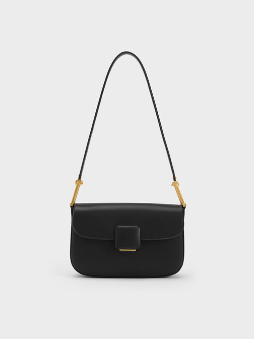 Koa Square Push-Lock Shoulder Bag, Black, hi-res