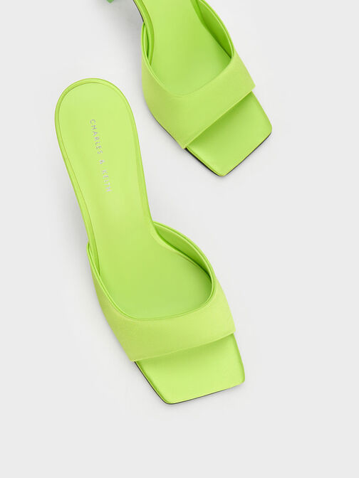 Clear Flared Heel Mules, Green, hi-res