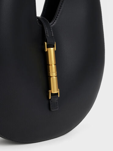 Cesia Metallic-Accent Hobo Bag, Black, hi-res