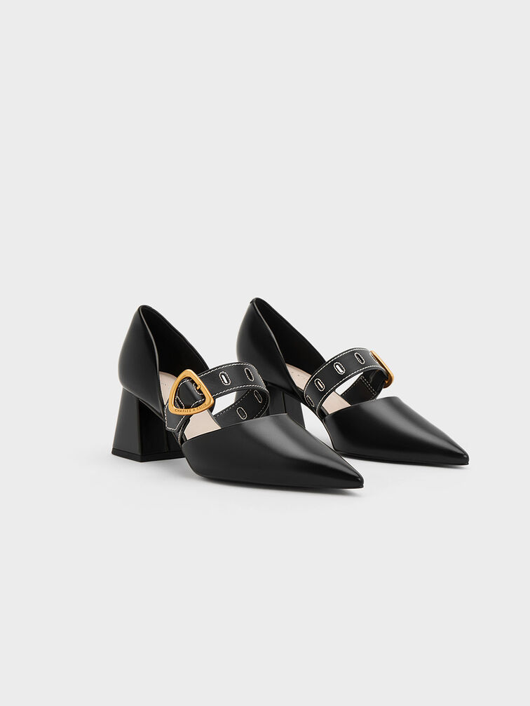 Sepphe Metallic Buckle D'Orsay Pumps, Black, hi-res