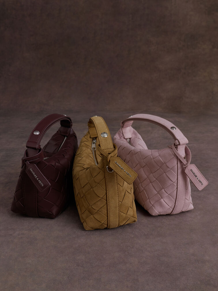 Ivette Recycled Suede Woven Shoulder Bag, Sahara Sand, hi-res