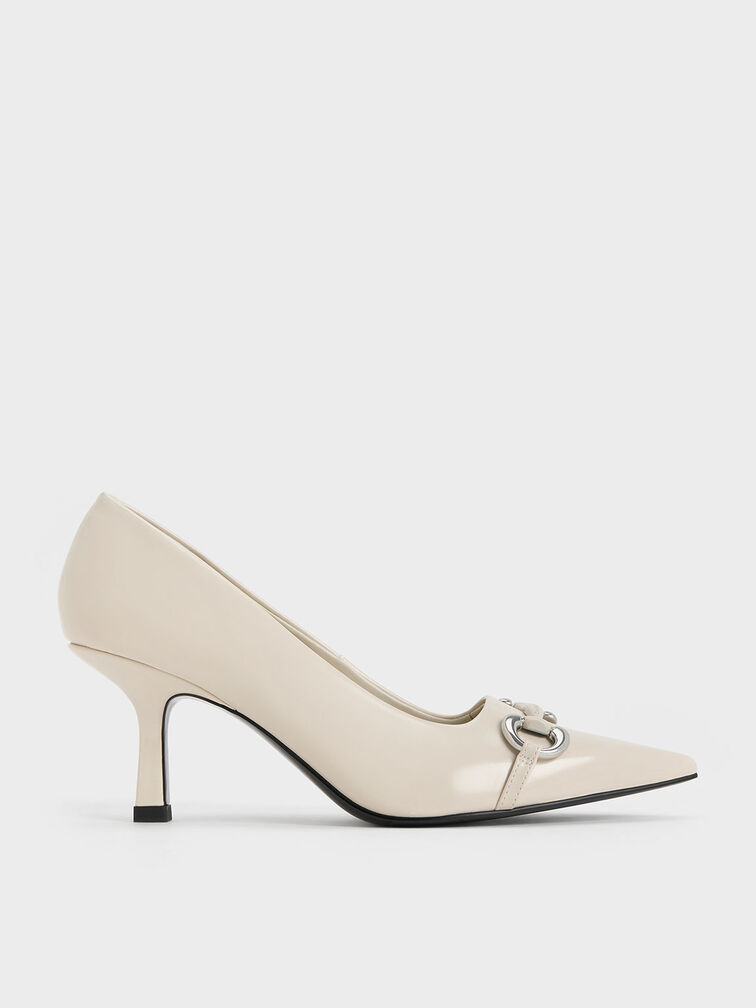 Metallic Accent Kitten-Heel Pointed-Toe Pumps, Chalk, hi-res