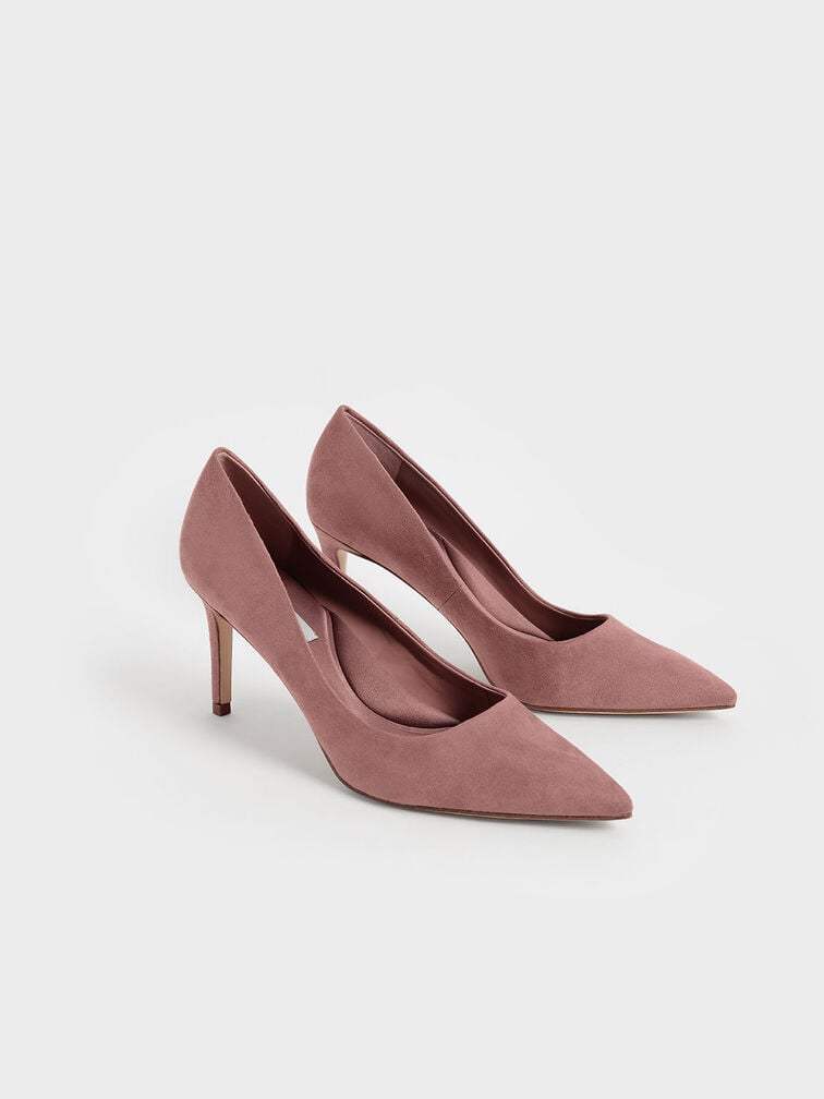 Emmy Textured Pointed-Toe Stiletto Pumps, Mauve, hi-res