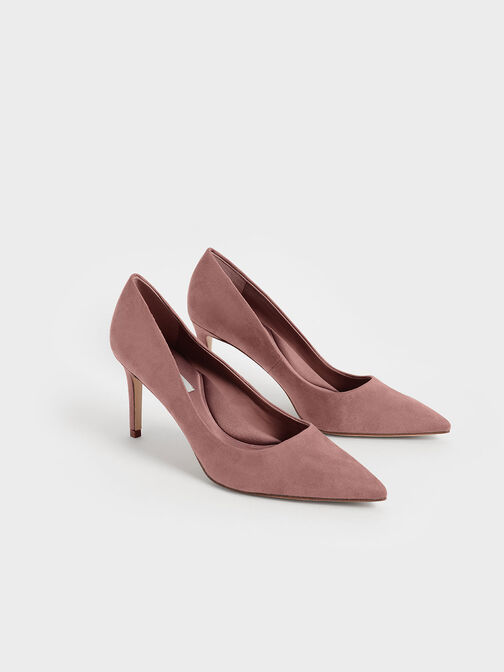 Emmy Textured Pointed-Toe Stiletto Pumps, Mauve, hi-res