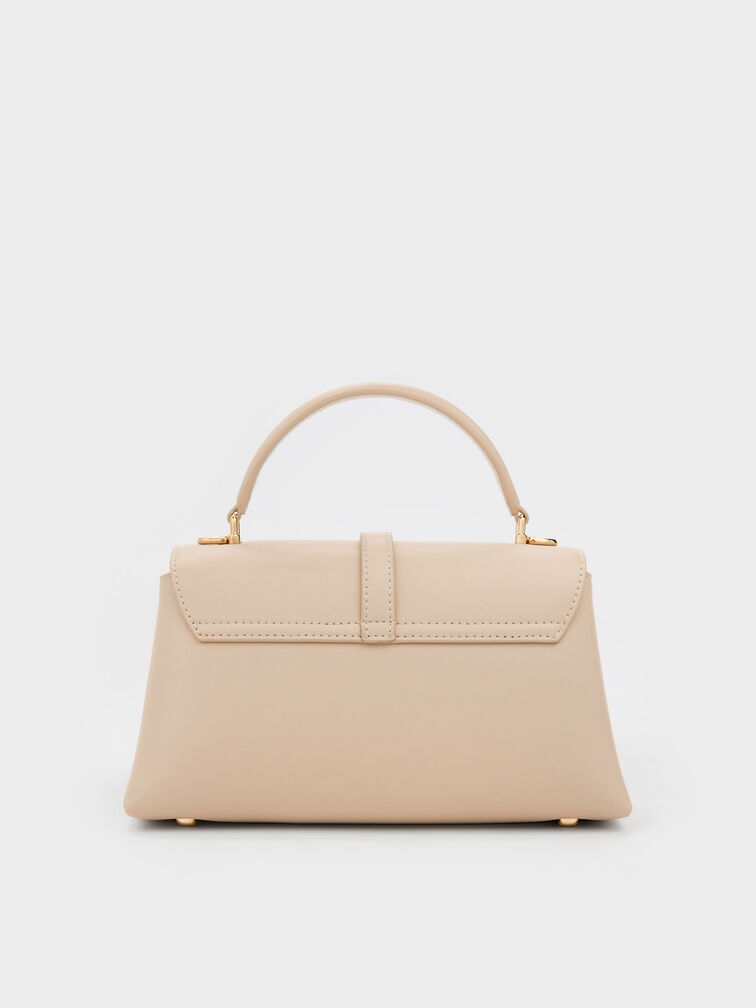 Adalyn Metallic-Buckle Chain-Strap Top Handle Bag, Dusted Oat, hi-res