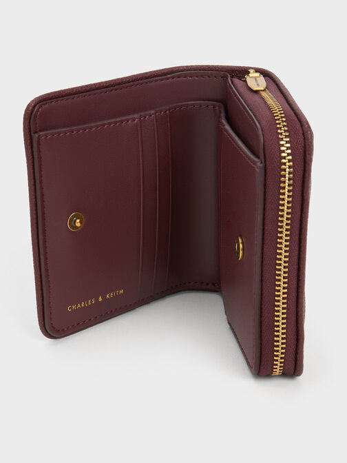 Anwen Quilted Zip-Around Wallet, Burgundy, hi-res
