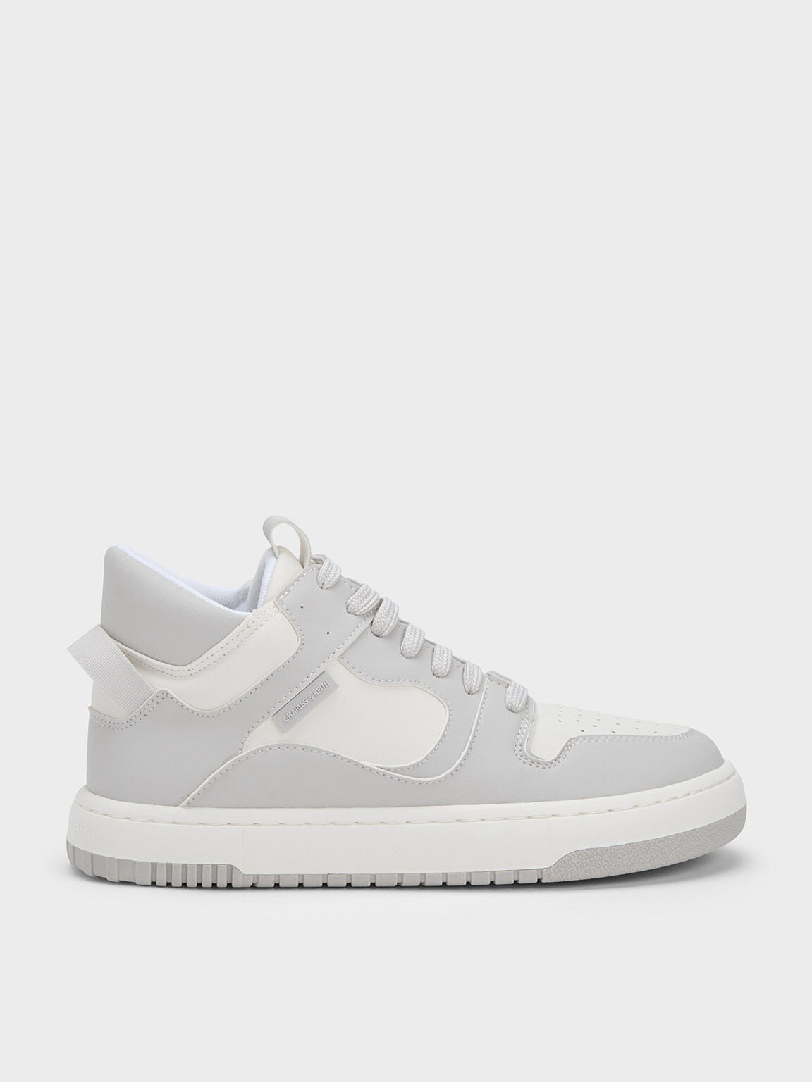Two-Tone High-Top Platform Sneakers, Light Grey, hi-res
