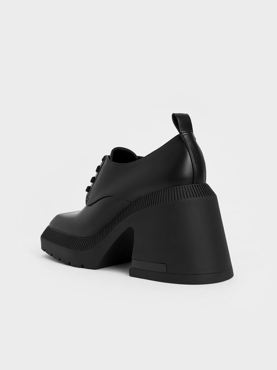 Black Emery Geometric Chunky Oxfords - CHARLES & KEITH SA
