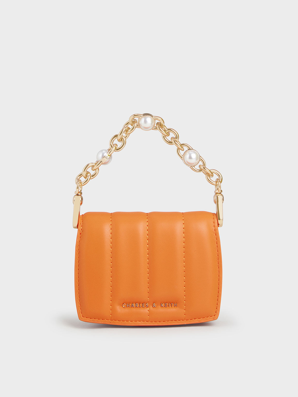 Chain Handle Vanity Pouch, Orange, hi-res