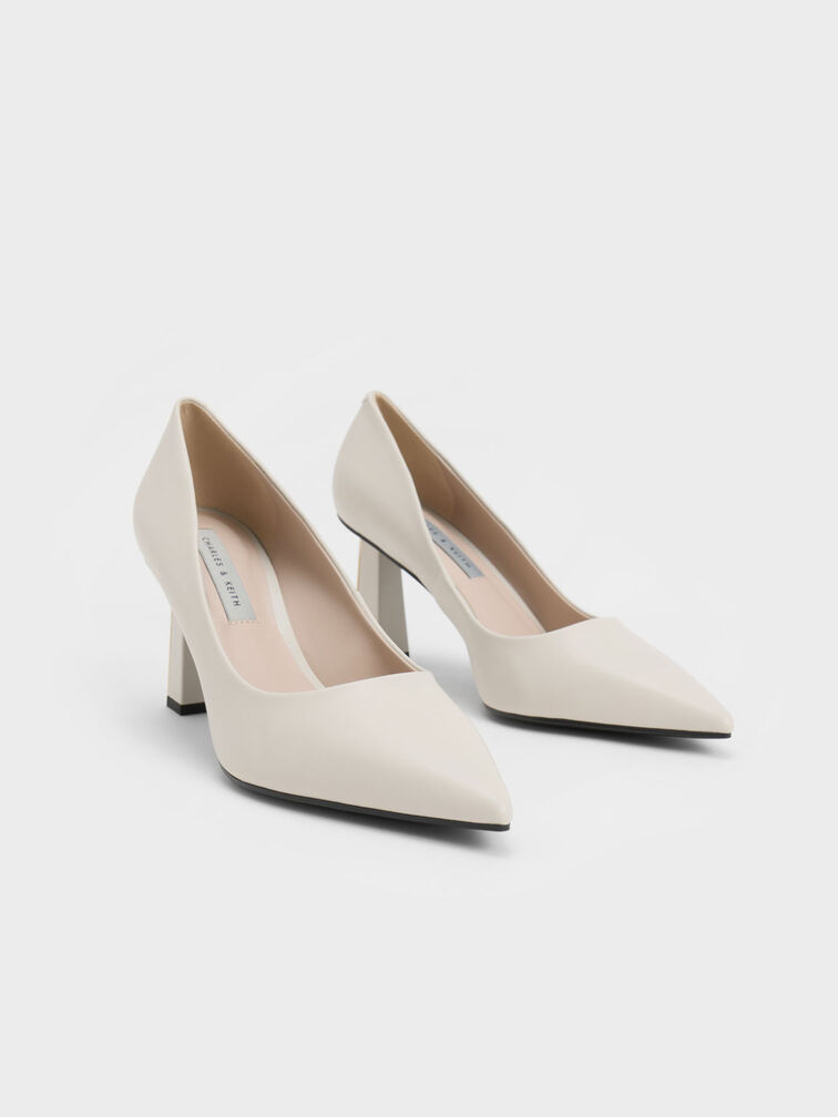 Trapeze Heel Pumps, Chalk, hi-res