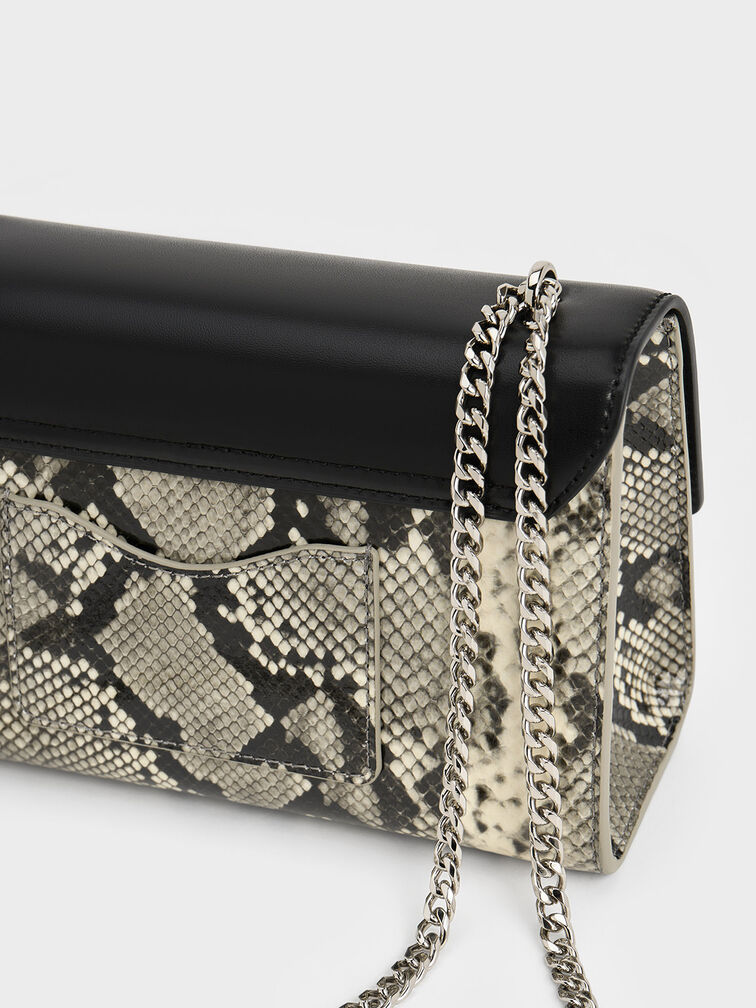Snake Print Chain-Strap Bag, Multi, hi-res