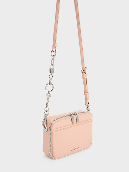 Lock & Key Chain Handle Bag, Pink, hi-res