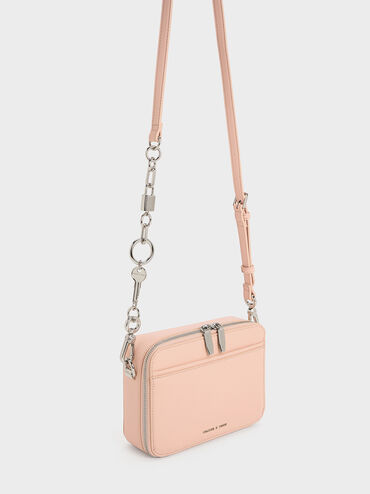 Lock & Key Chain Handle Bag, Pink, hi-res