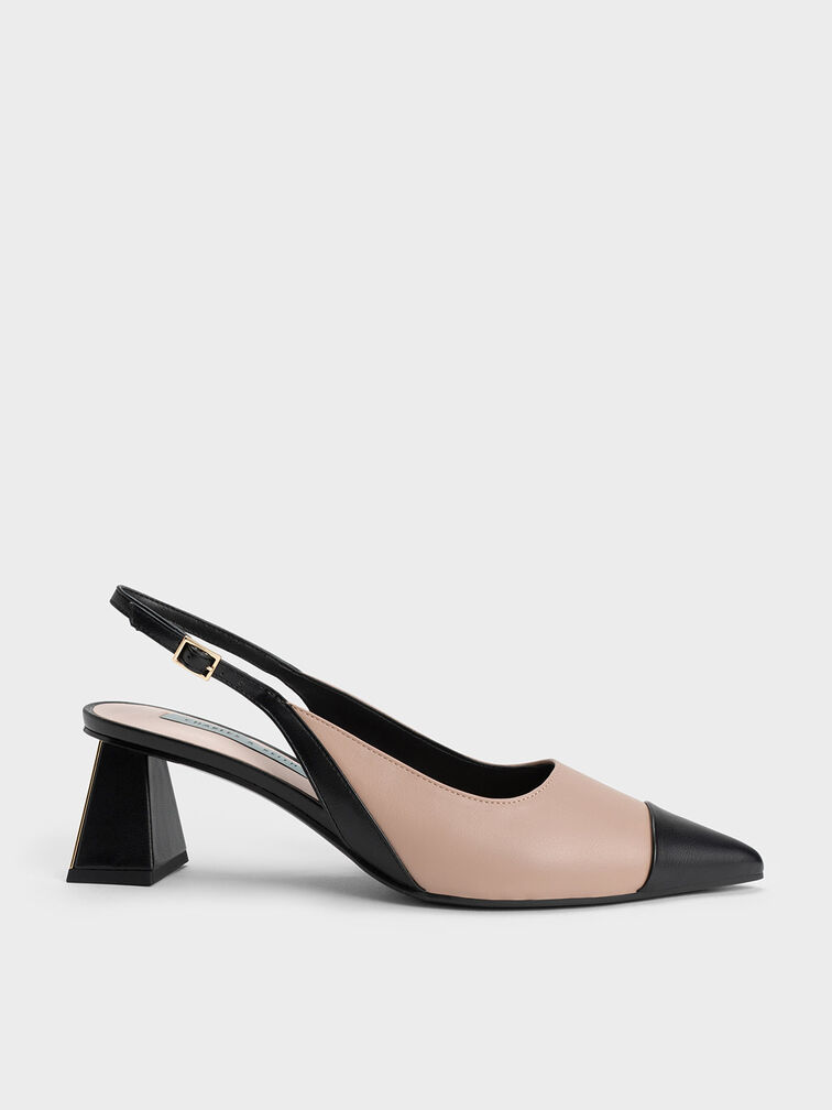 Beige Toe Cap Slingback Pumps - CHARLES & KEITH SA