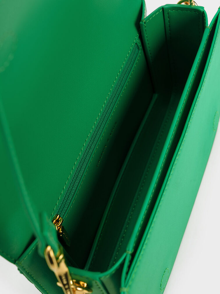 Embellished Chain Strap Bag, Green, hi-res