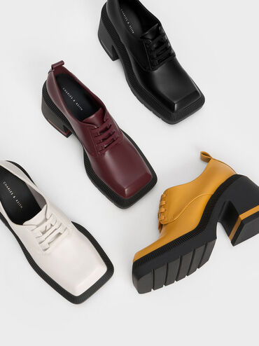 حذاء أوكسفورد ايمري عريض بتصميم هندسي, أسود, hi-res