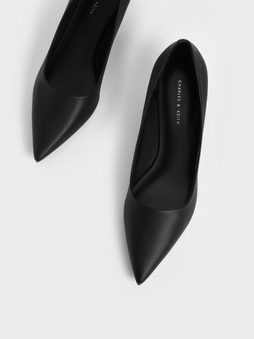 حذاء كلاسيكي بكعب عريض من أعلى وأسفل ورفيع في المنتصف, أسود, hi-res