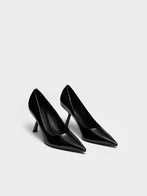 حذاء بكعب مائل وحاصل على براءة اختراع ومقدمة مدببة, Black Patent, hi-res