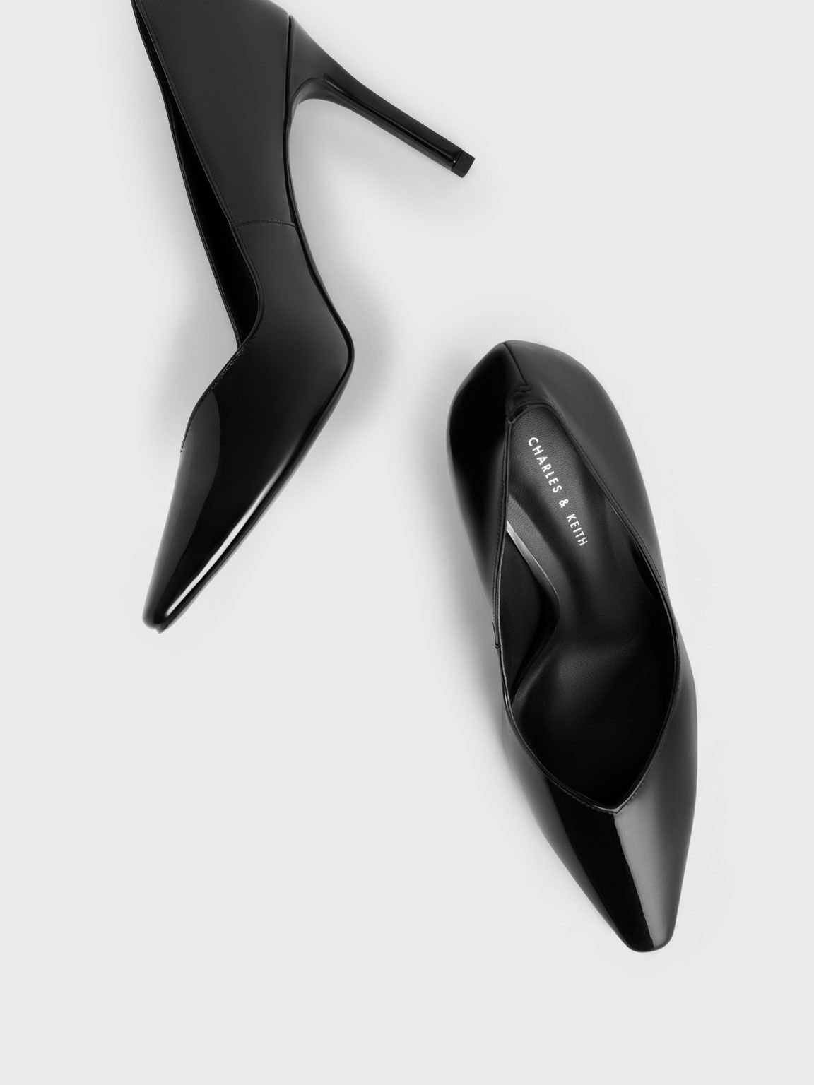 Patent Tapered Square-Toe Pumps, Black, hi-res