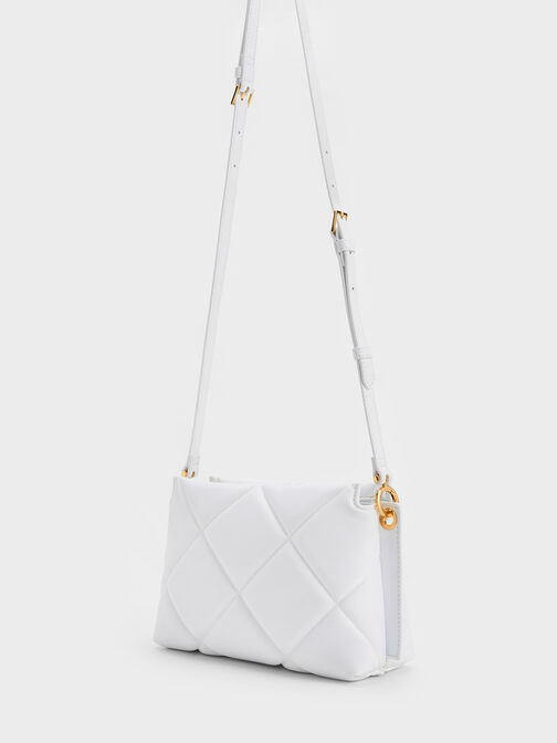 Danika Chunky Chain Padded Bag, White, hi-res