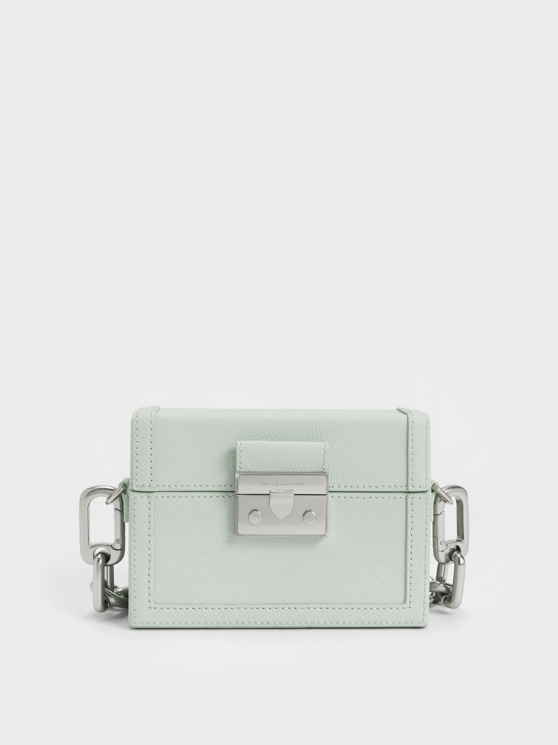 حقيبة مربعة مع ذراع على هيئة سلسلة, اخضر فاتح, hi-res