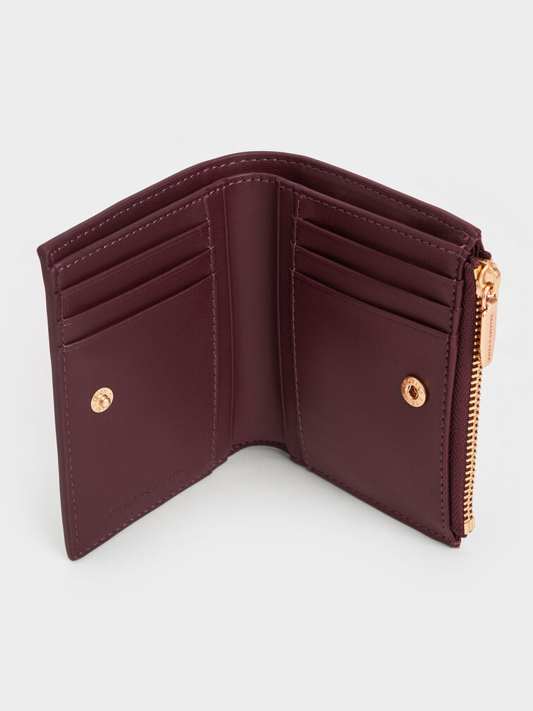Midori Geometric Top-Zip Wallet, Wineberry Red, hi-res