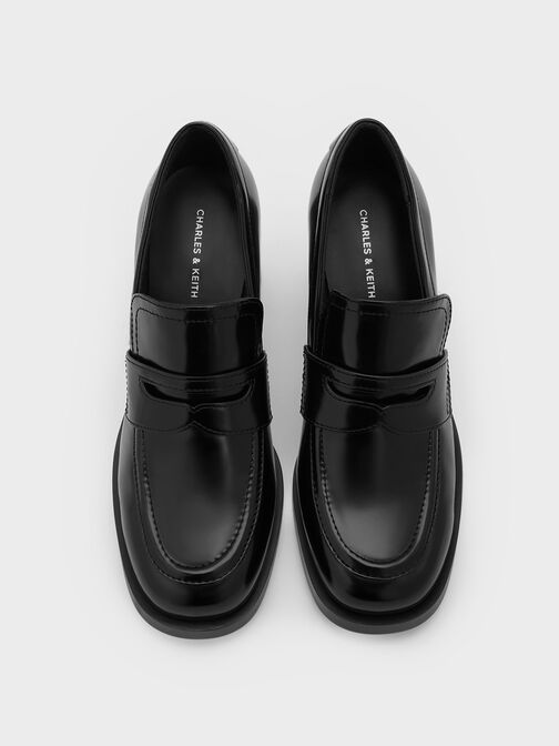 Penny Loafer Block-Heel Pumps, Black Boxed, hi-res