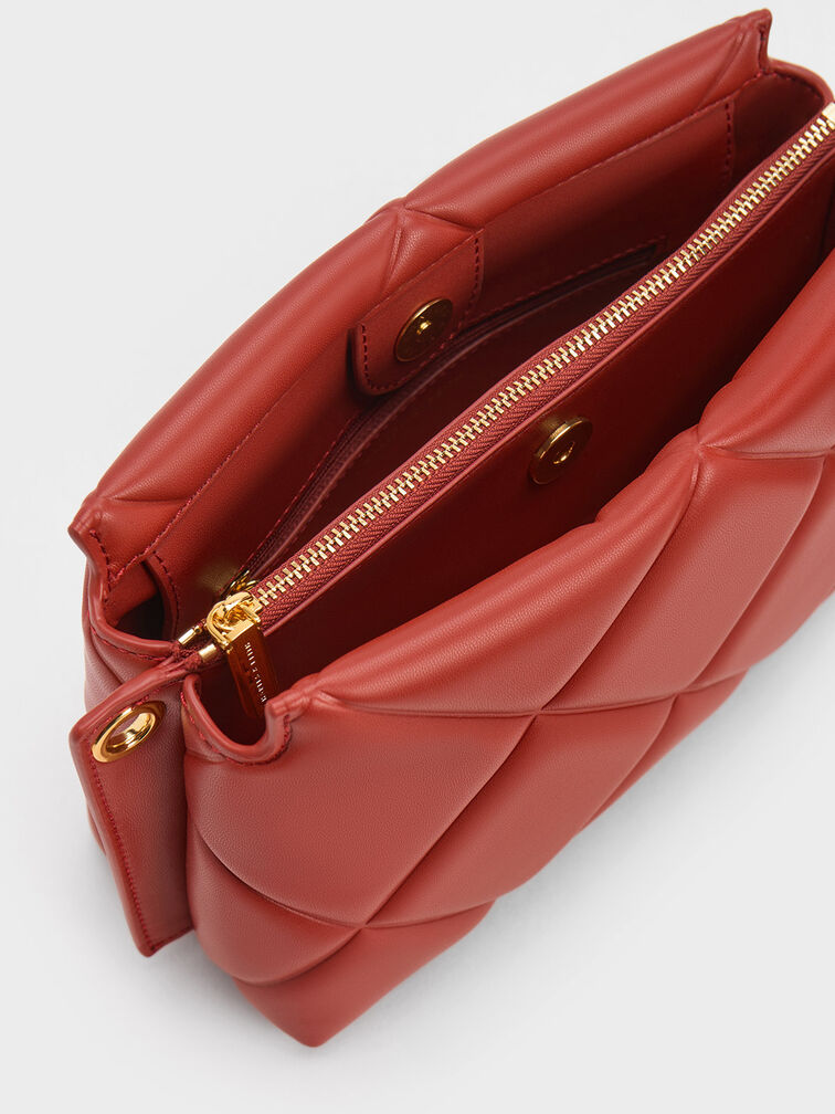 حقيبة "دانيكا" مبطنة مع سلسلة سميكة, احمر غامق, hi-res
