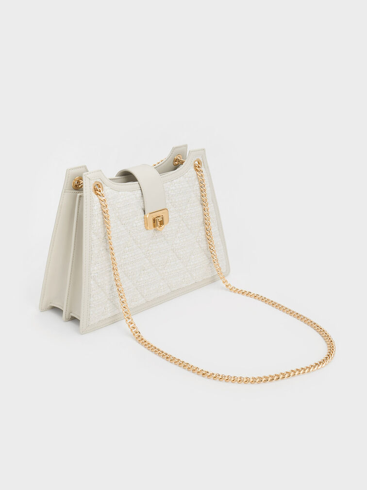 Cressida Tweed Trapeze Chain Bag, Chalk, hi-res