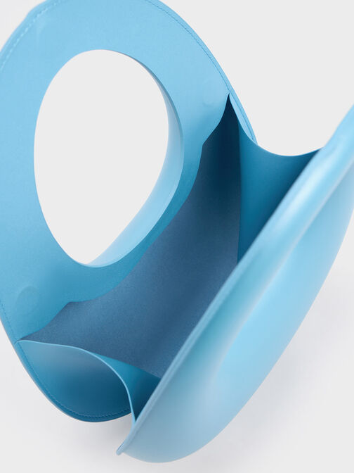 Sculptural Top Handle Moon Bag, Blue, hi-res