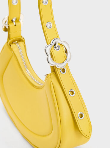 Petra Curved Shoulder Bag, Yellow, hi-res