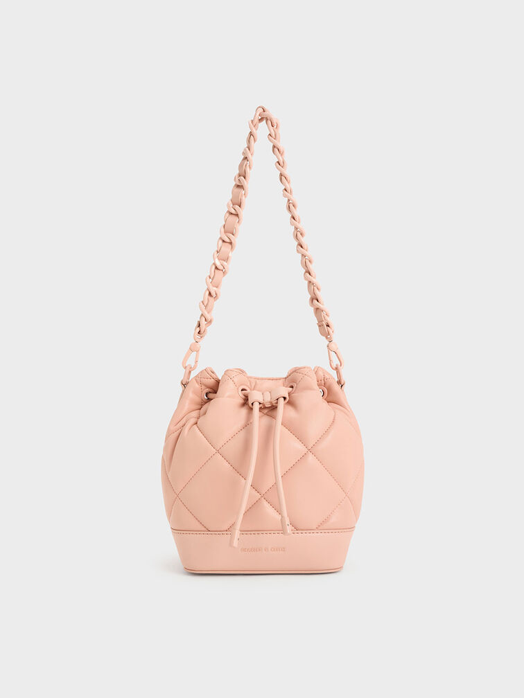 Lin Quilted Bucket Bag, Pink, hi-res