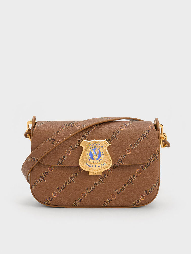Judy Hopps Metallic Accent Shoulder Bag, Brown, hi-res