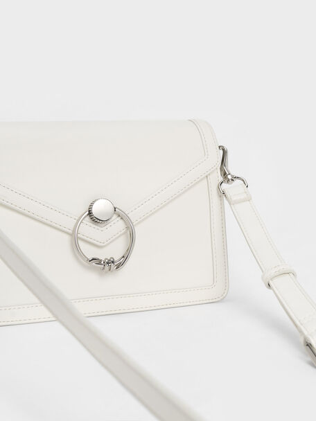 Joelle Envelope Shoulder Bag, White, hi-res
