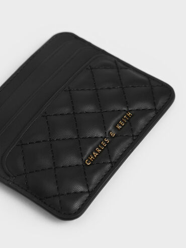 Cleo Quilted Card Holder, Black, hi-res