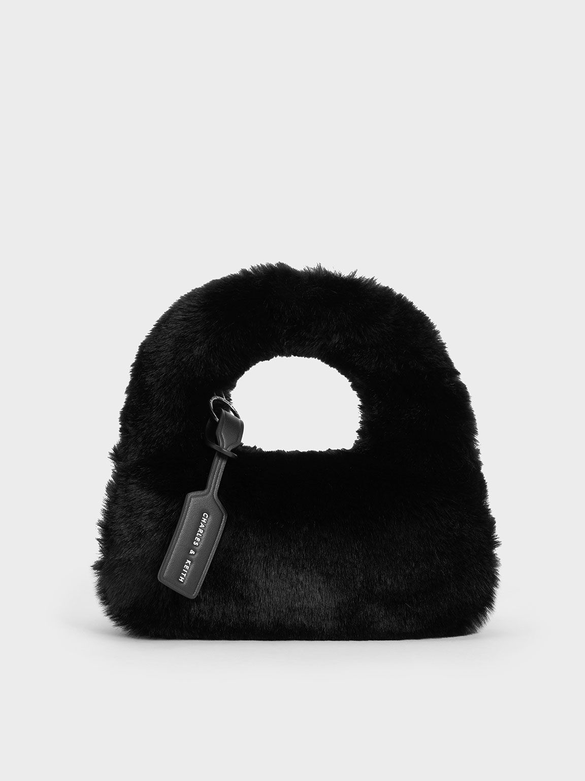 Noir Mini Yama Furry Top Handle Bag CHARLES KEITH SA