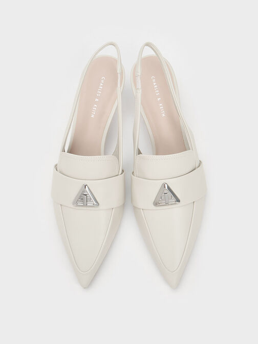 Trice Metallic Accent Pointed-Toe Slingback Pumps, Chalk, hi-res