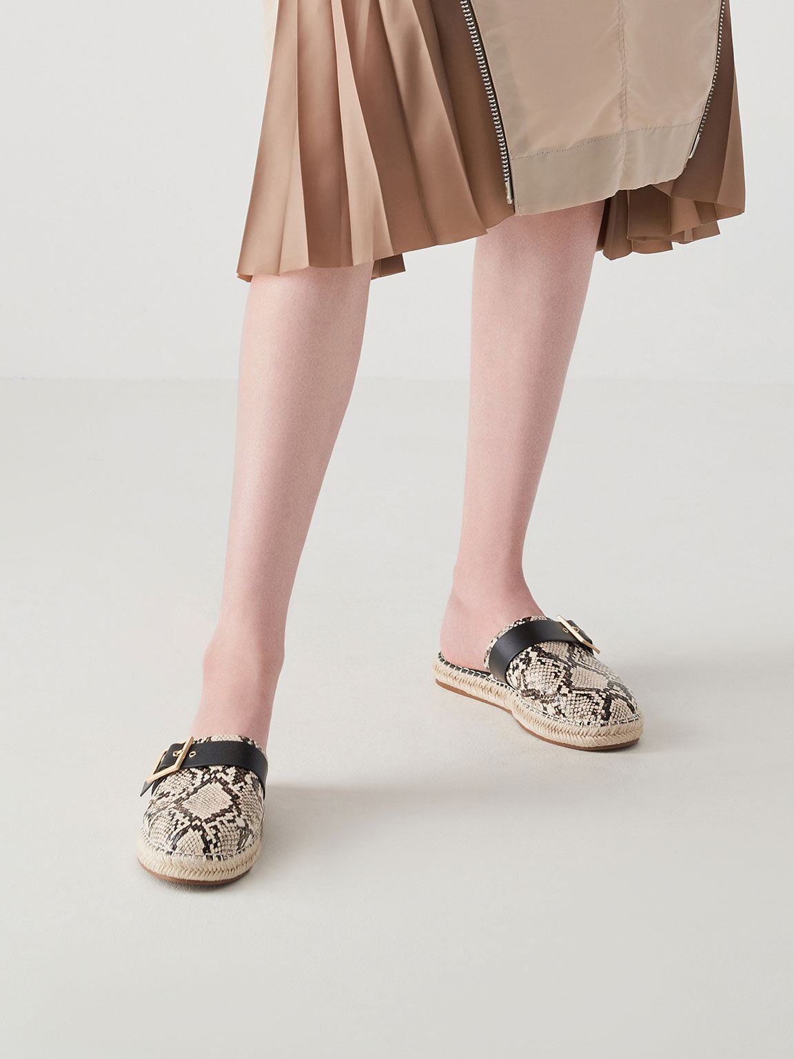 Snake Print Buckled Espadrille Mules CHARLES KEITH SA