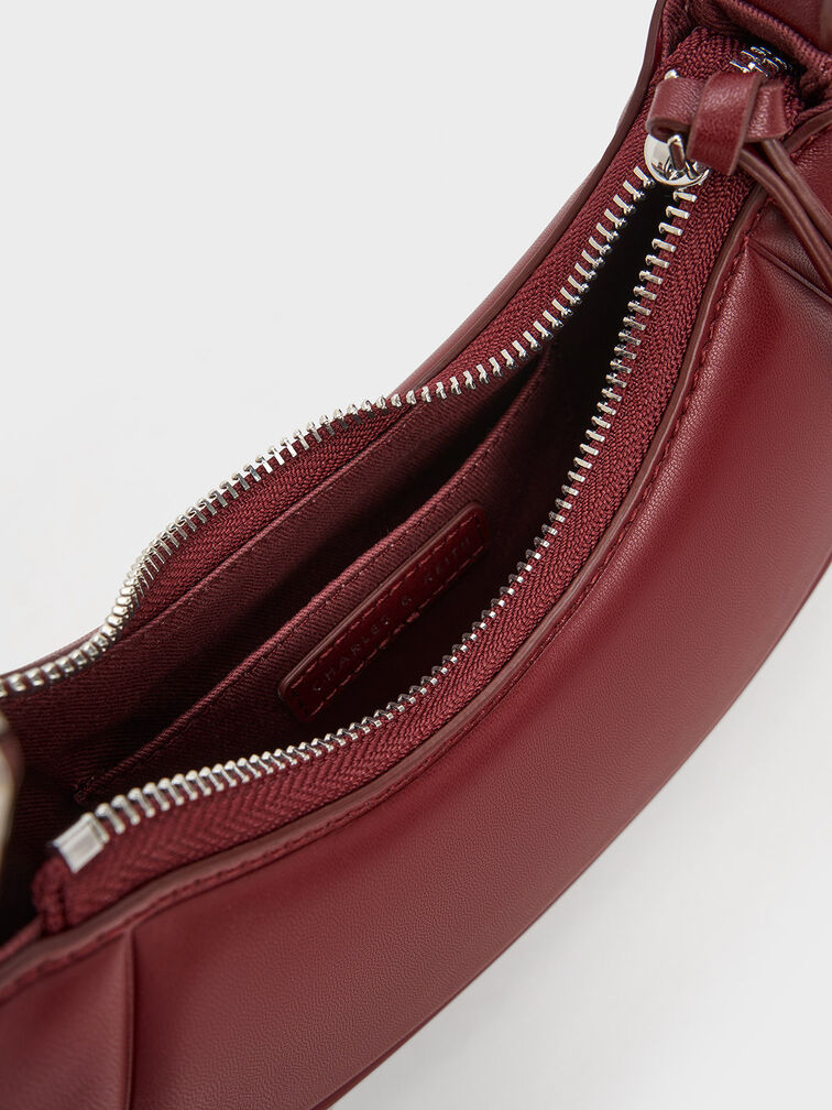 Petra Curved Shoulder Bag, Red, hi-res