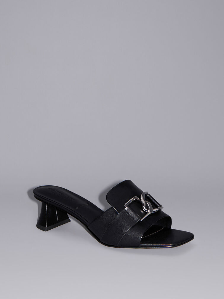 Gabine Leather Block Heel Mules, Black, hi-res