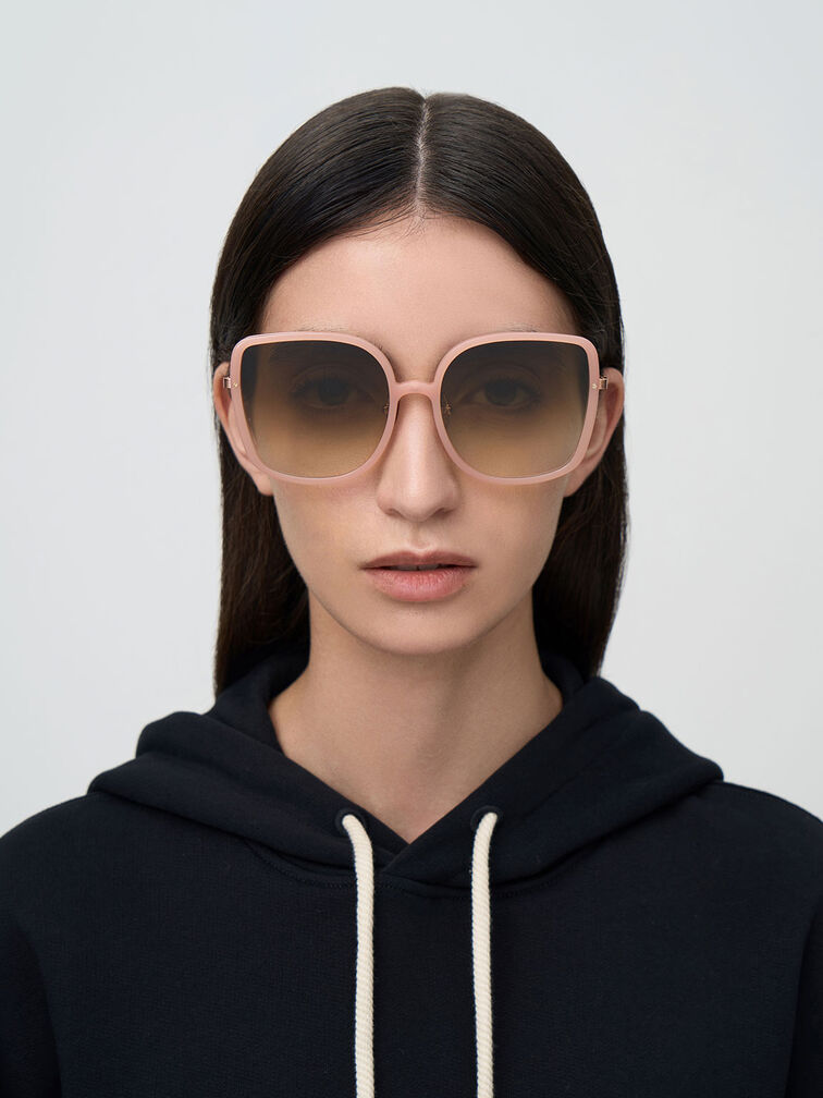 Recycled Acetate Oversized Square Sunglasses, Pink, hi-res