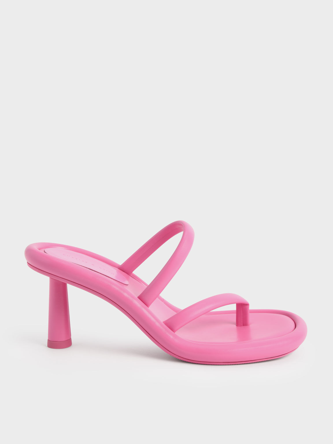 Tubular Heeled Thong Sandals, Pink, hi-res