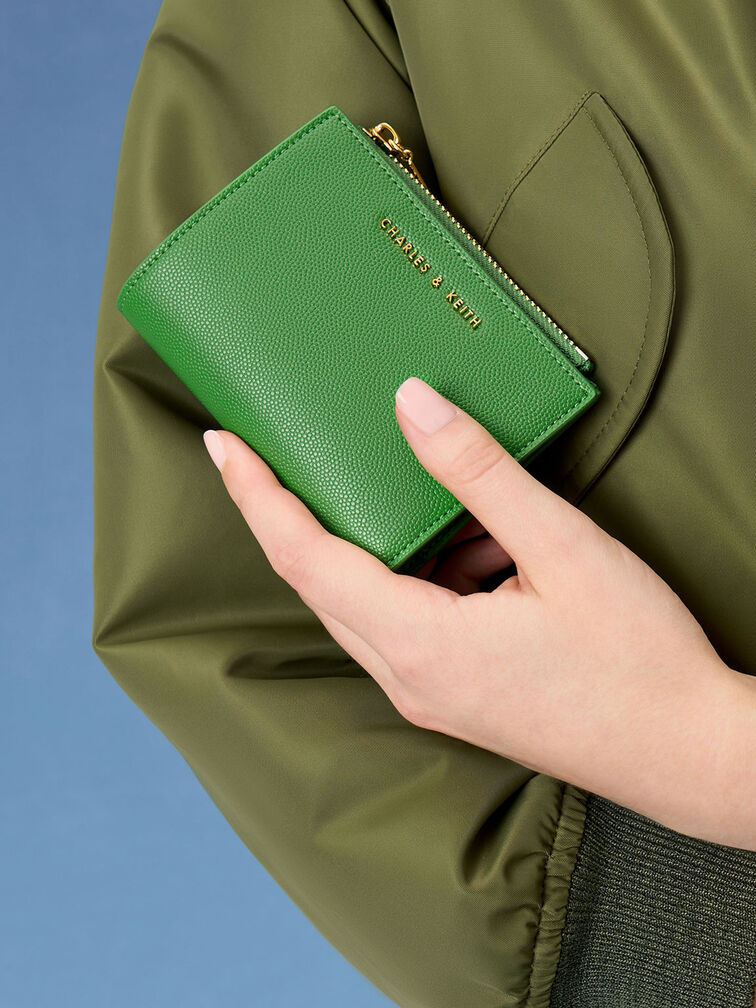 Harmonee Top Zip Small Wallet, Green, hi-res