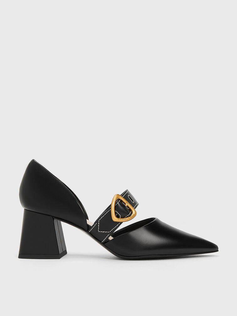 Sepphe Metallic Buckle D'Orsay Pumps, Black, hi-res