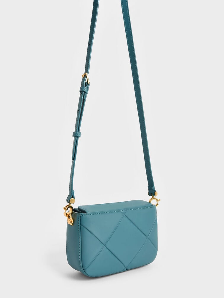 Mini Danika Chunky Chain Padded Bag, Teal, hi-res