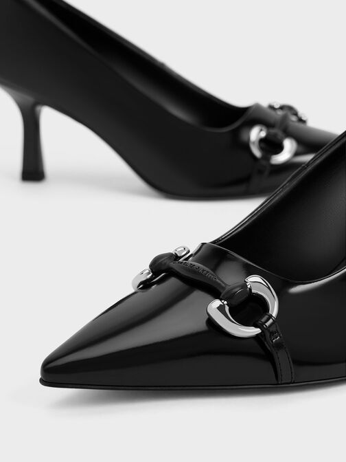 حذاء بكعب عال ومقدمة مدببة بلمسة معدنية, Black Box, hi-res