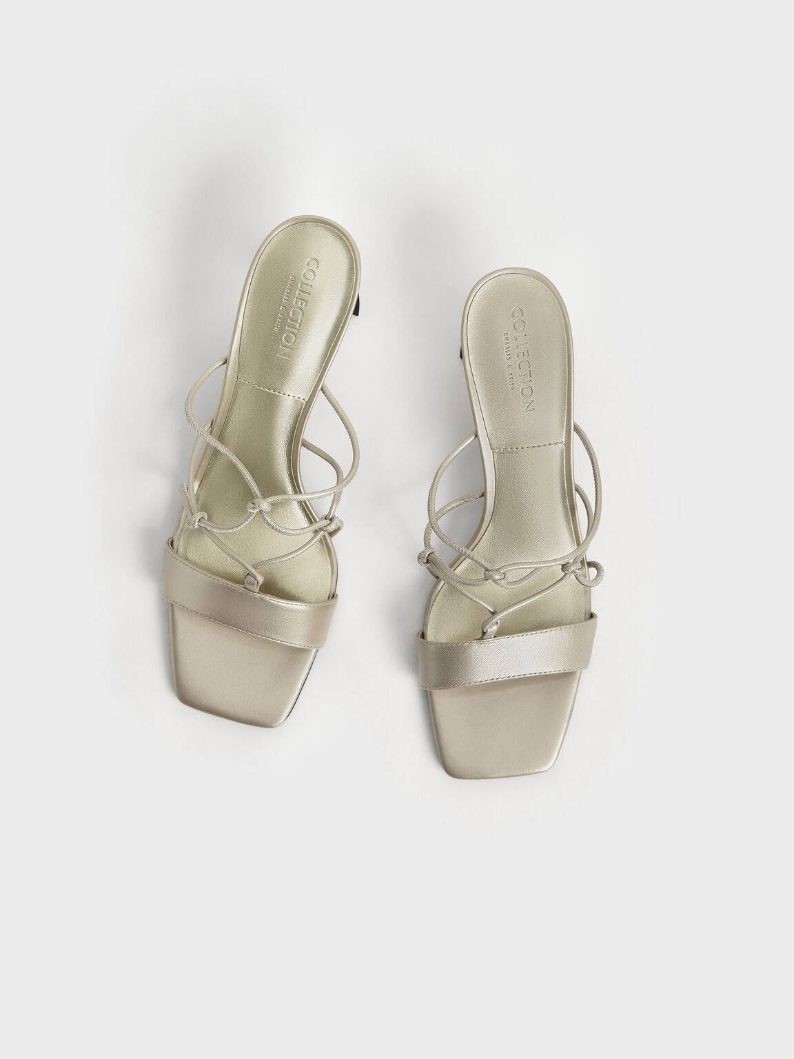 Strappy Metallic Kid Leather Sculptural Heel Sandals, Gold, hi-res